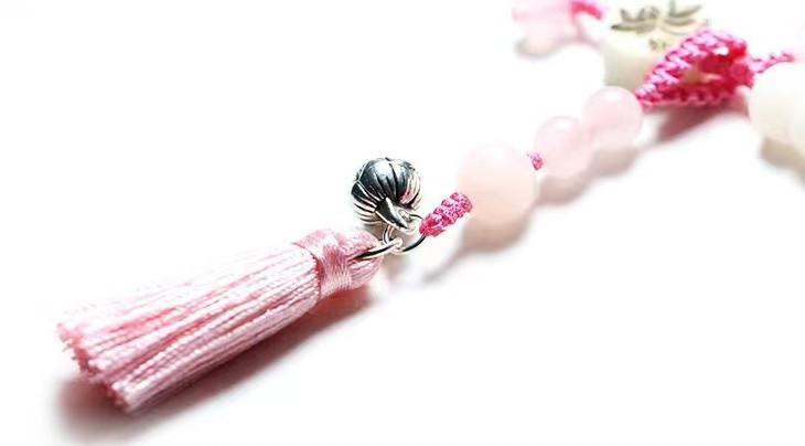Strawburry Crystal Bodhi Beads Lotus Lucky Bracelet Cell Phone Chain