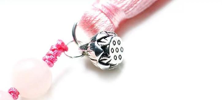 Strawburry Crystal Bodhi Beads Lotus Lucky Bracelet Cell Phone Chain
