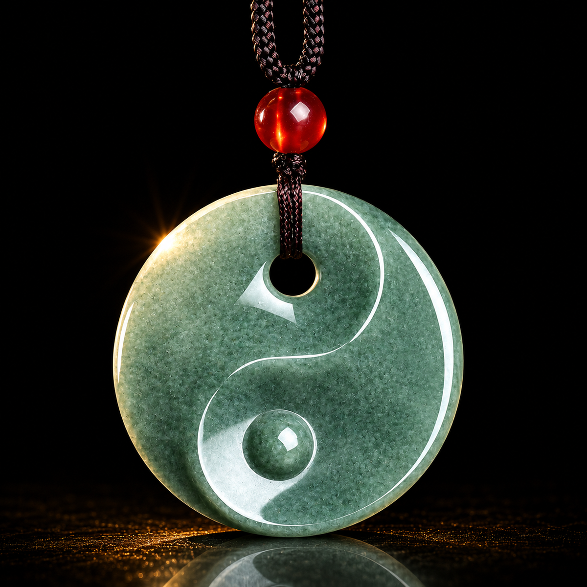 The Flow of Harmony: Jadeite Tai Chi Safe Knot Pendant