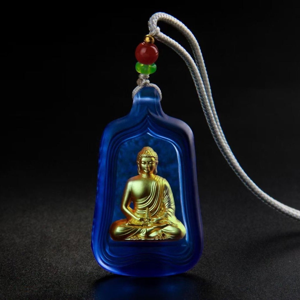 Tibetan  Buddha Golden Plated Glaze Pendant