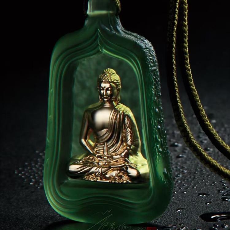 Tibetan  Buddha Golden Plated Glaze Pendant