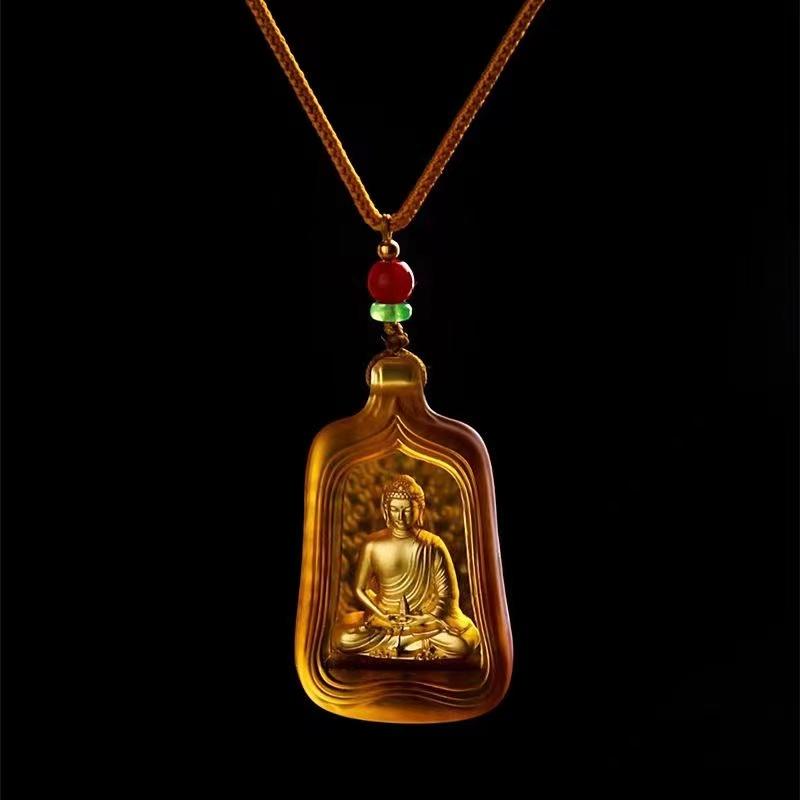 Tibetan  Buddha Golden Plated Glaze Pendant