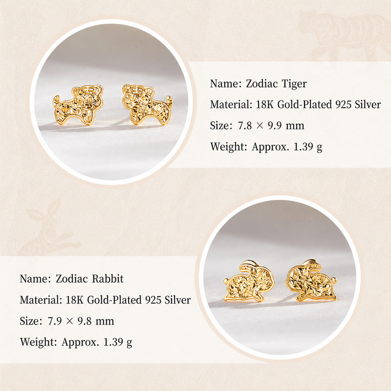 18K Gold-Plated 925 Silver Zodiac Stud Earrings-Your Sign. Your Story