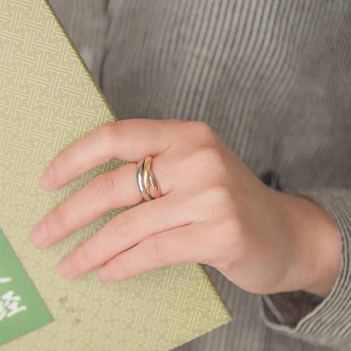 Triple Interlocked Buddhist Six Word Mantra Ring