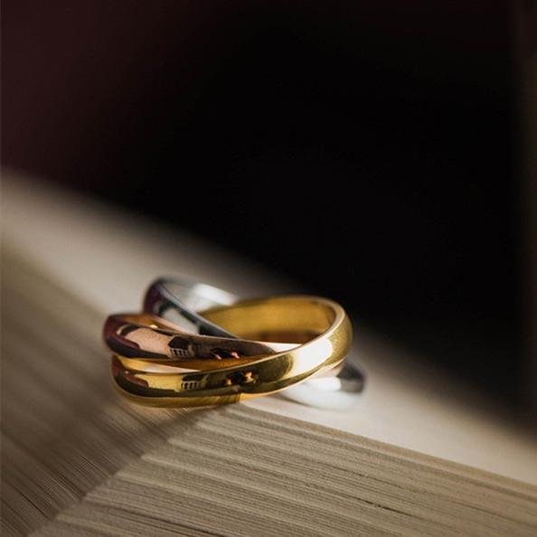 Triple Interlocked Buddhist Six Word Mantra Ring