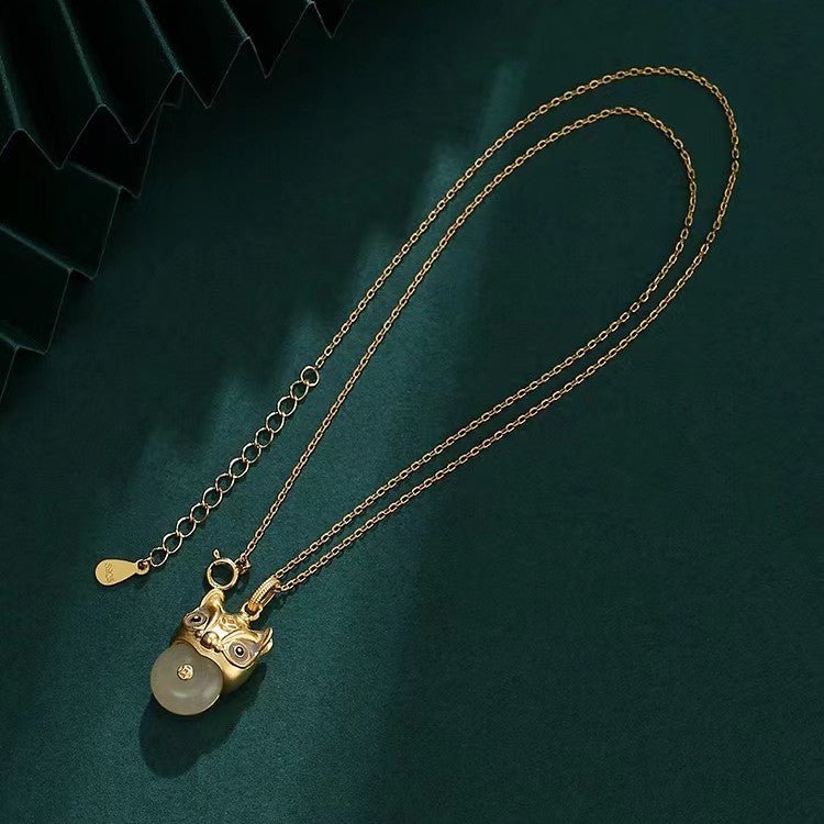 Wealth Bull Jade Necklace-Fengshui Ox Coin