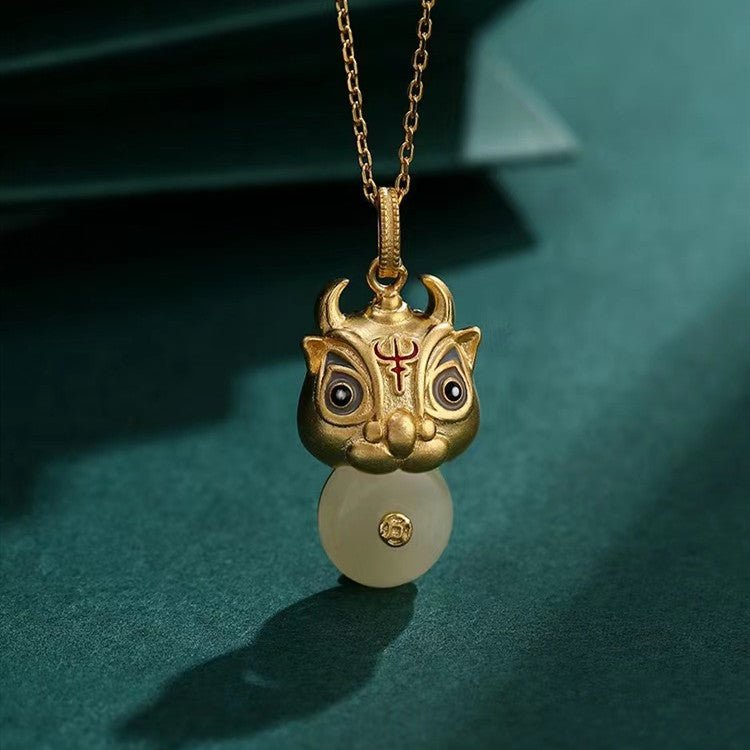 Wealth Bull Jade Necklace-Fengshui Ox Coin