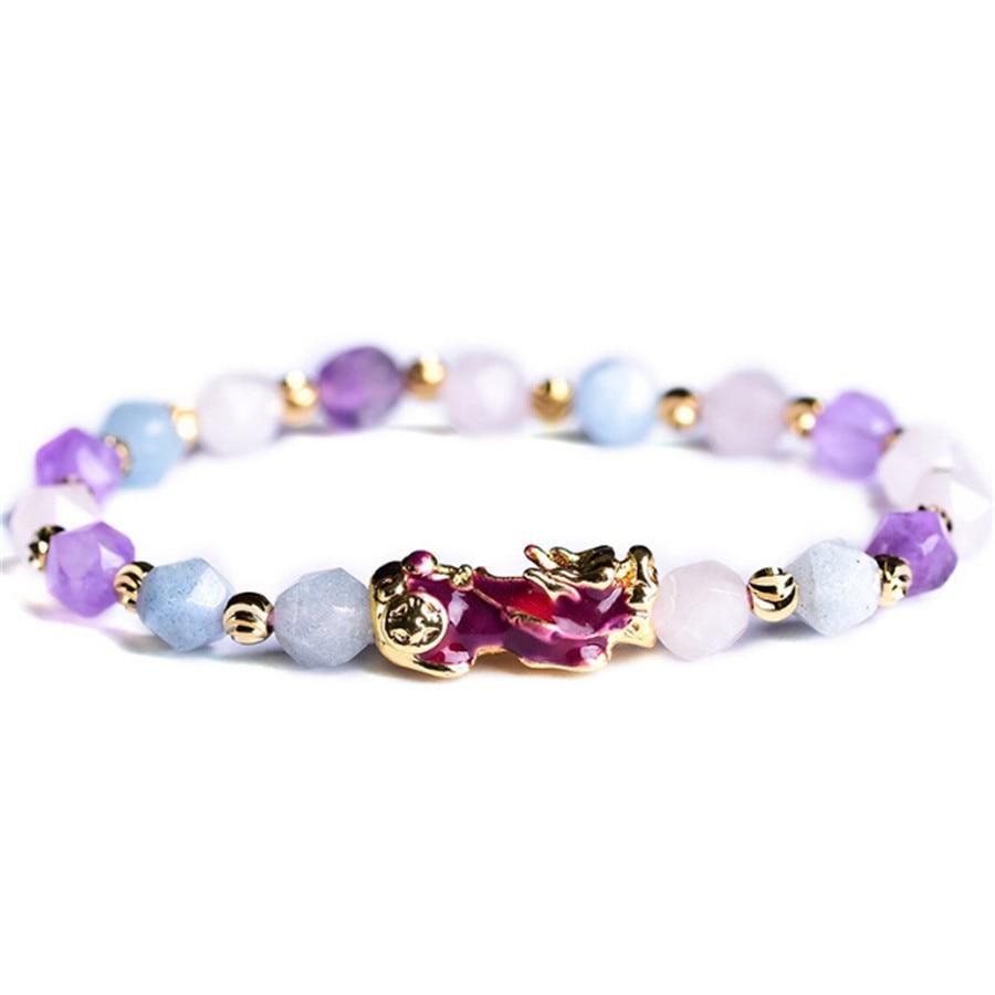 Wealth Pixiu Charm In Natural Amethyst Bracelet