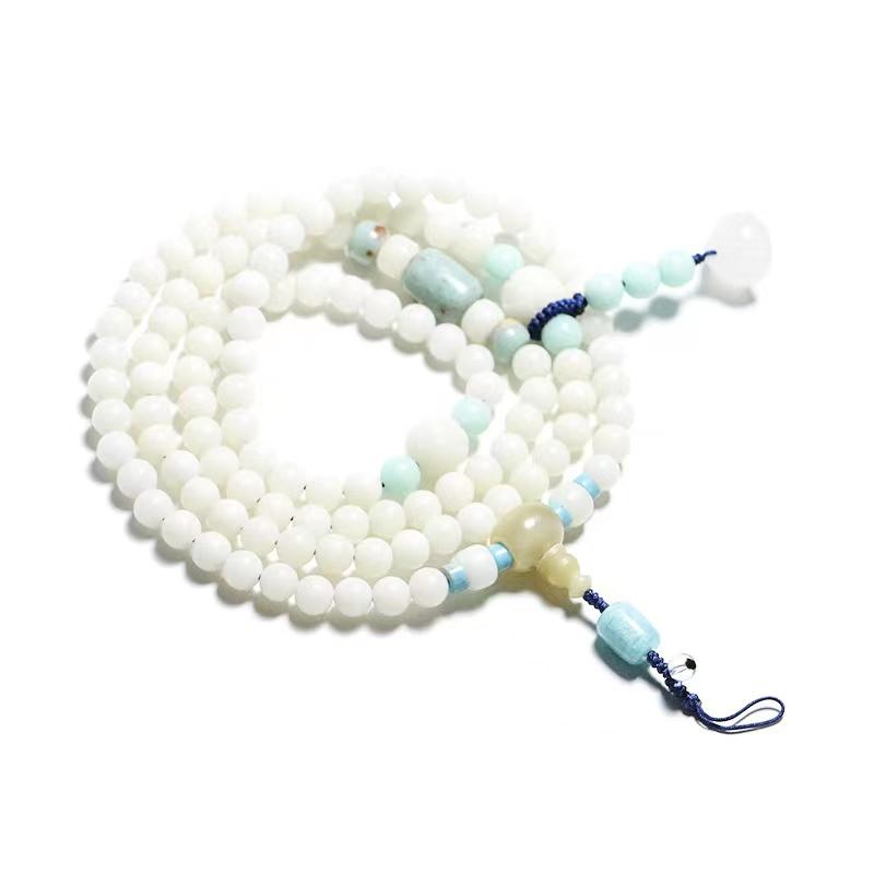 White Bodhi Lotus Flower Bracelet Cell Phone Chain Key Chain