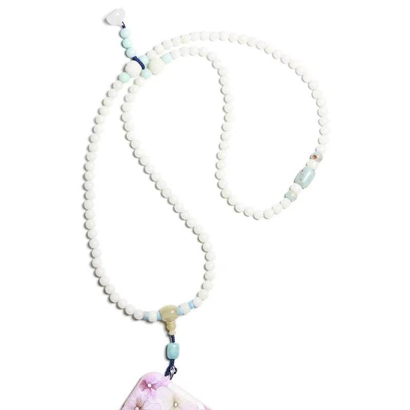 White Bodhi Lotus Flower Bracelet Cell Phone Chain Key Chain
