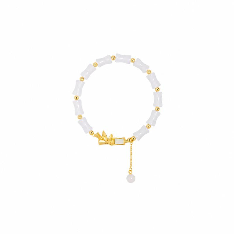 White Chalcedony Bamboo Bracelet-Gentle Growth