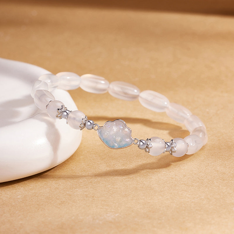 White Chalcedony Cloud S925 Silver Bracelet-Quiet Clarity
