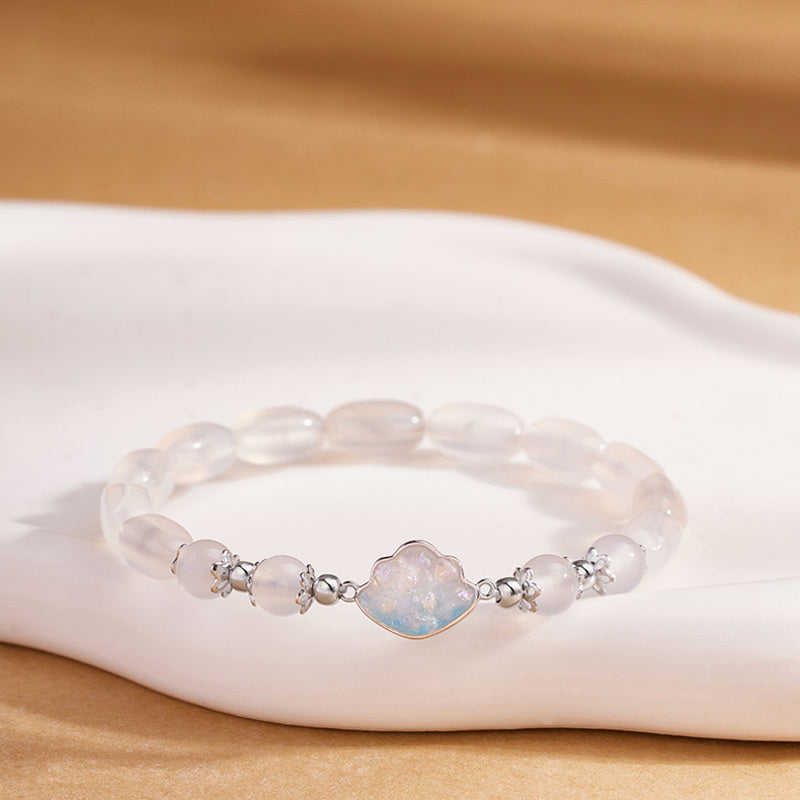White Chalcedony Cloud S925 Silver Bracelet-Quiet Clarity