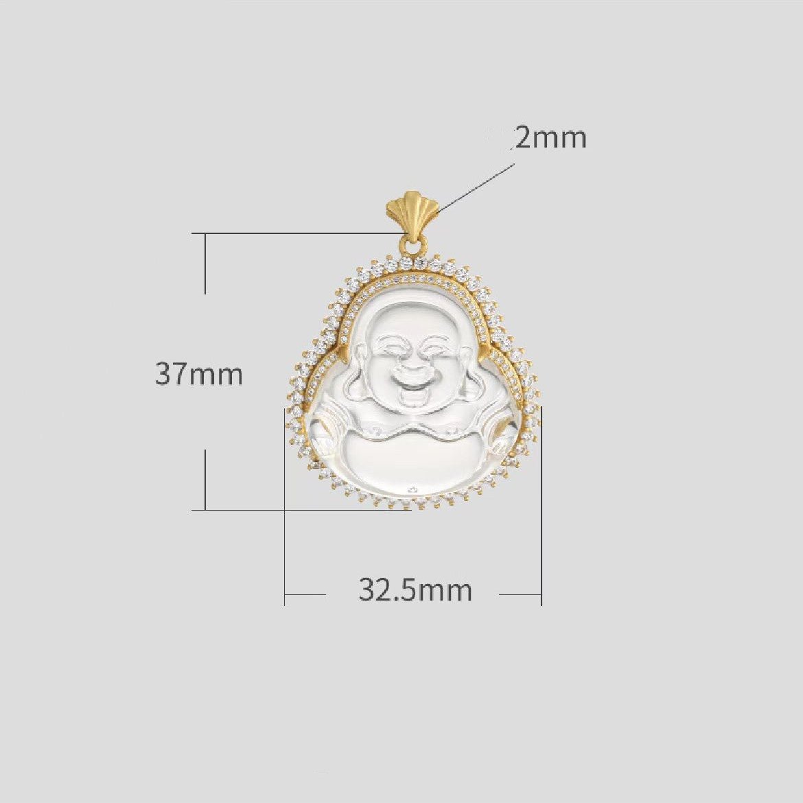 White Crystal Laughing Buddha Lucky Necklace