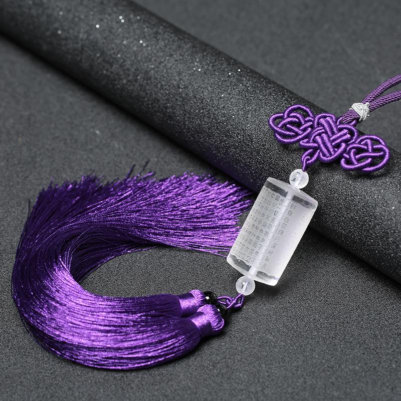 White Crystal Six Ture Words Heart Sutra Lucky Car Pendant