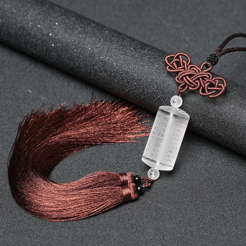 White Crystal Six Ture Words Heart Sutra Lucky Car Pendant