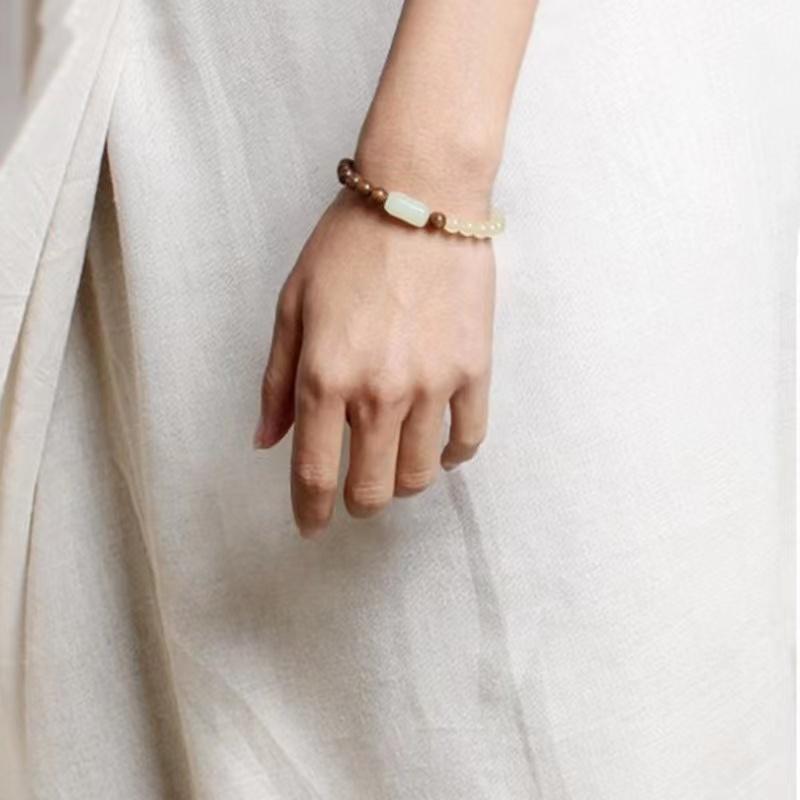 White Jade Agarwood Beads Bracelet