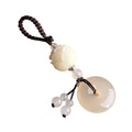 White Jade Keychain-White Lotus Flower