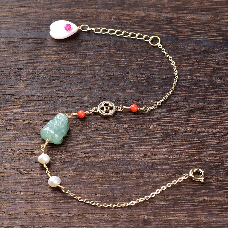 White Jade Pixiu Bracelet-Fengshui Wealth Coins