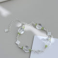 White Quartz Clover Peridot Bracelet-Gentle Clarity