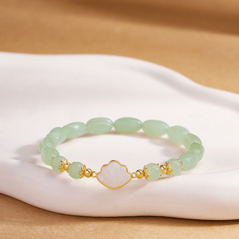 White Shell Fan Nephrite Jade Bracelet-Gentle Clarity