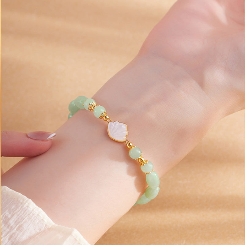 White Shell Fan Nephrite Jade Bracelet-Gentle Clarity
