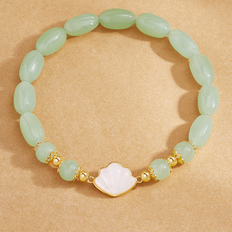 White Shell Fan Nephrite Jade Bracelet-Gentle Clarity