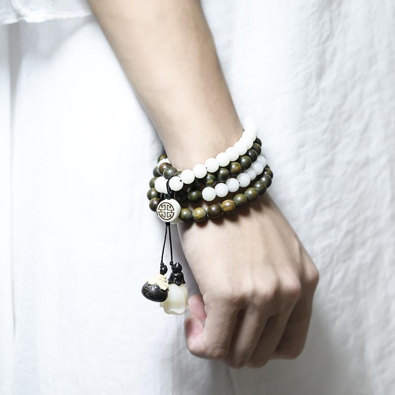 Xingyue Bodhi 108 Beads Green Sandalwood Prayer Bracelet