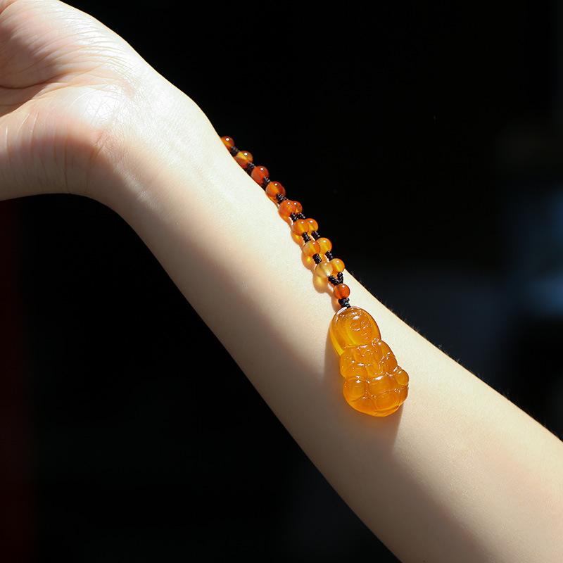 Yellow Chalcedony Guan Yin Buddha Pendant Necklace