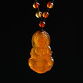 Yellow Chalcedony Guan Yin Buddha Pendant Necklace