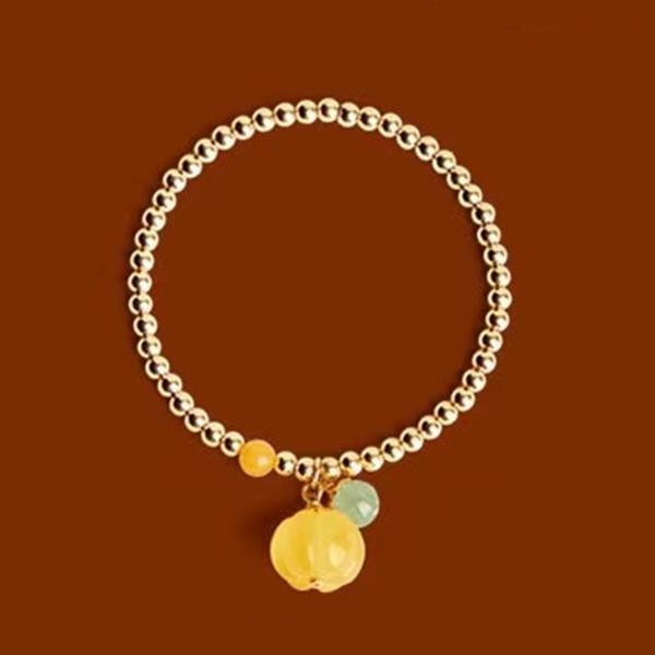 Yellow Jade Pumpkin Golden Beads Abundance Bracelet