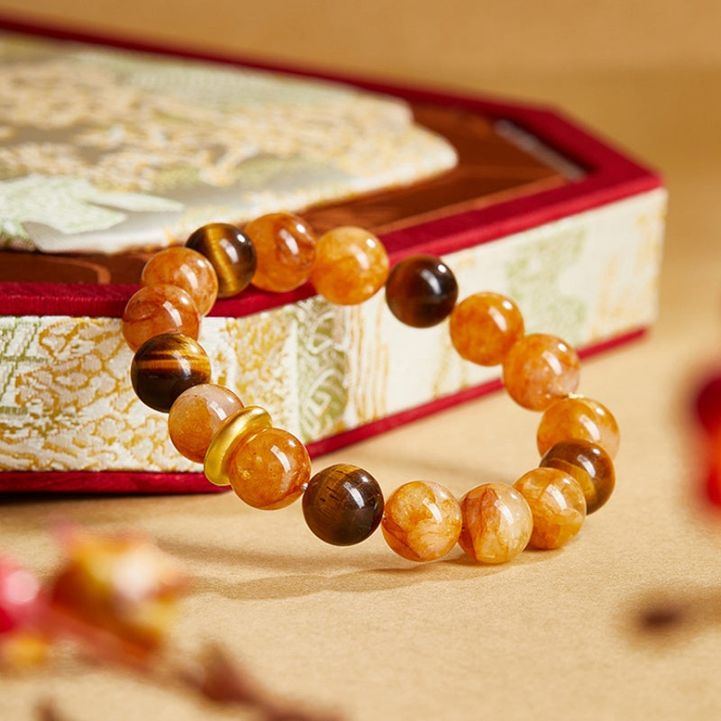 Yellow Inclusion Quartz Tiger's Eye Bracelet-Golden Wishes