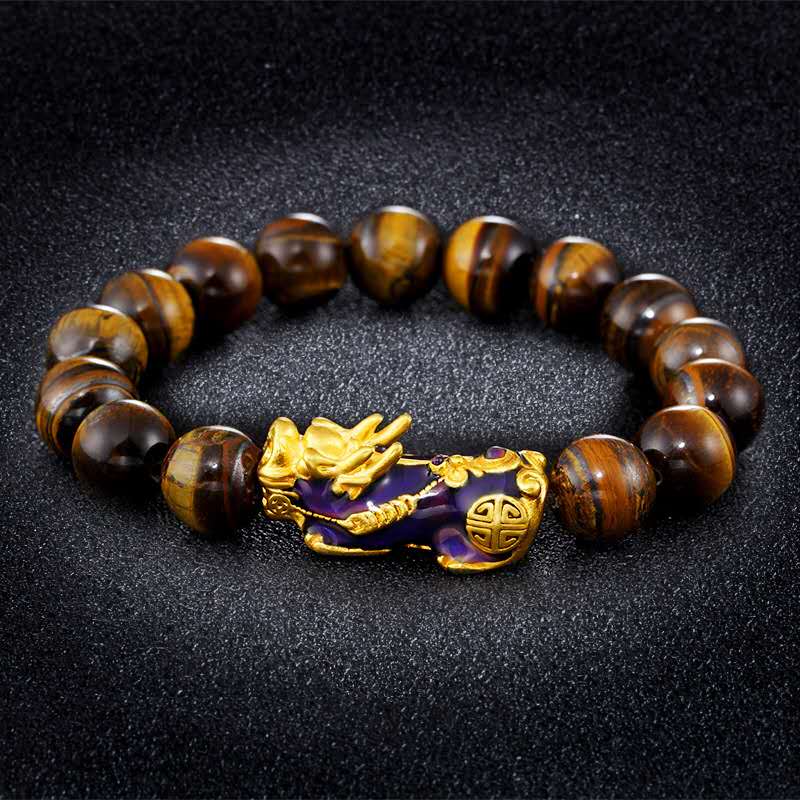 Yellow Tiger Eye Color Changing Pixiu Protection Bracelet