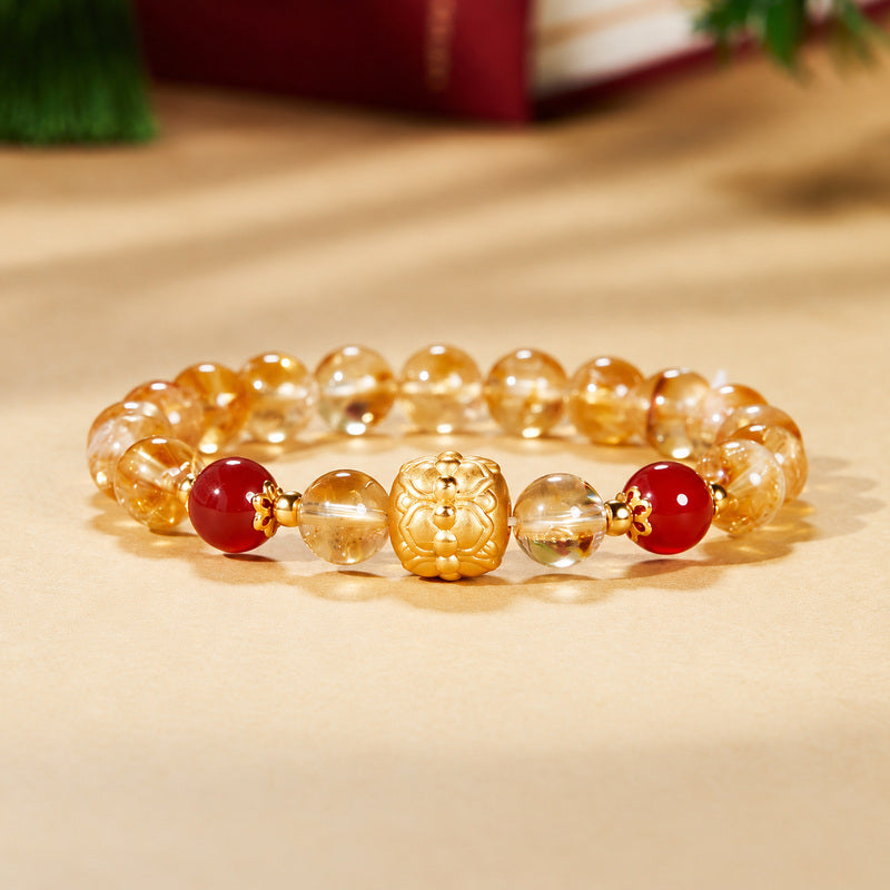 Radiant Wishes-Yellow Tower Quartz Lotus Bracelet