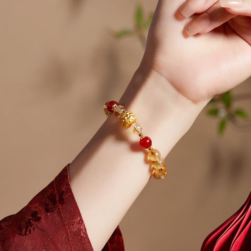 Radiant Wishes-Yellow Tower Quartz Lotus Bracelet