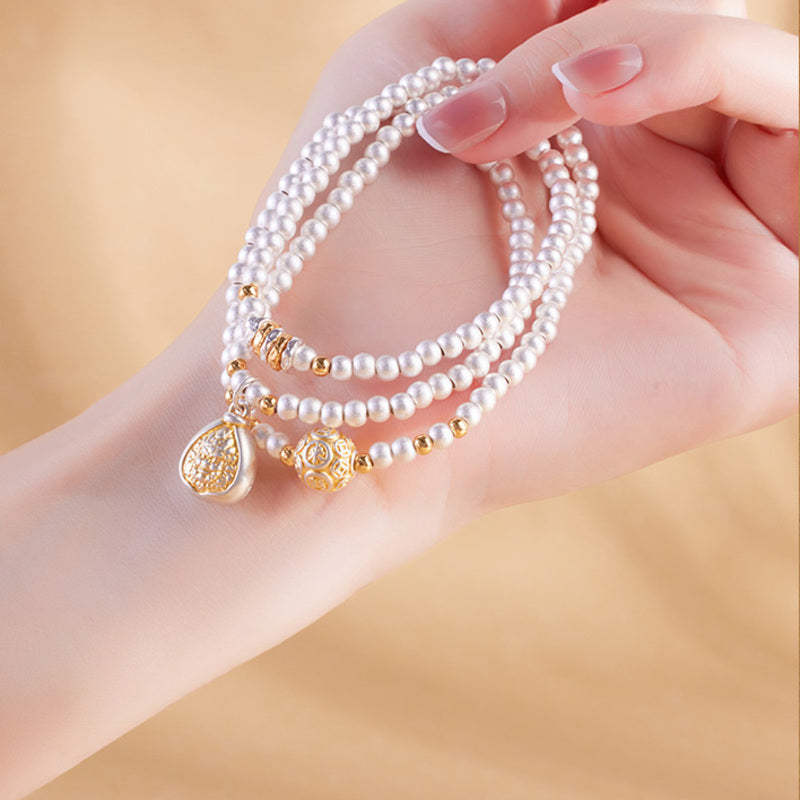 999 Silver Yellow Wealth Deity Triple-Wrap Bracelet-Grounded Abundance