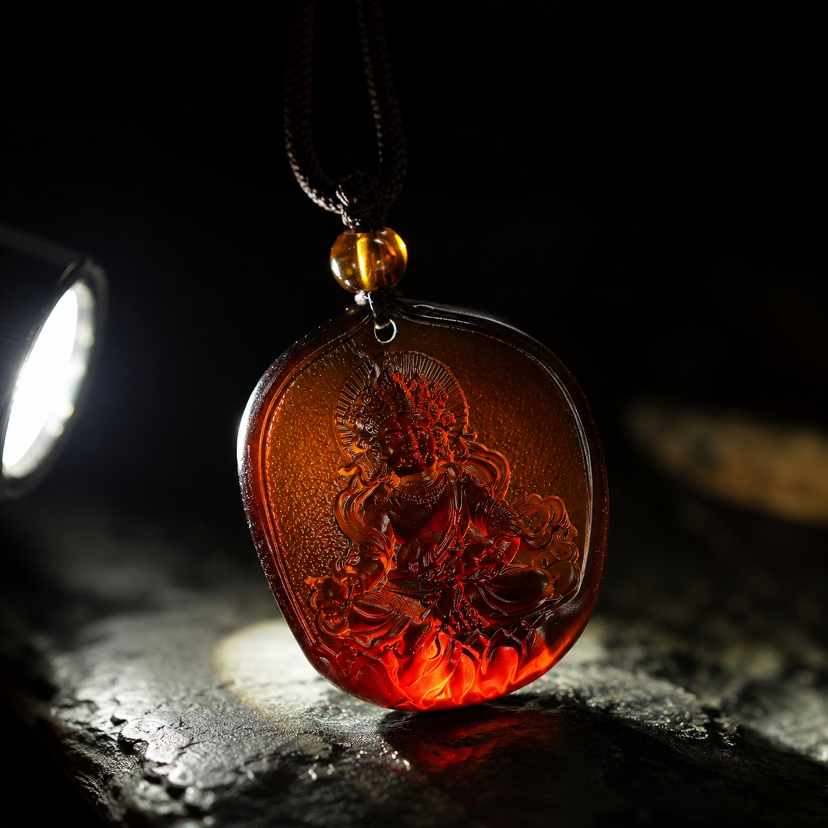 Yellow Jambhala Liuli Pendant-Wealth Generosity & Prosperity