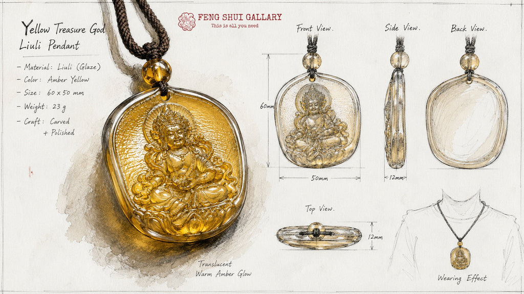 Yellow Jambhala Liuli Pendant-Wealth Generosity & Prosperity