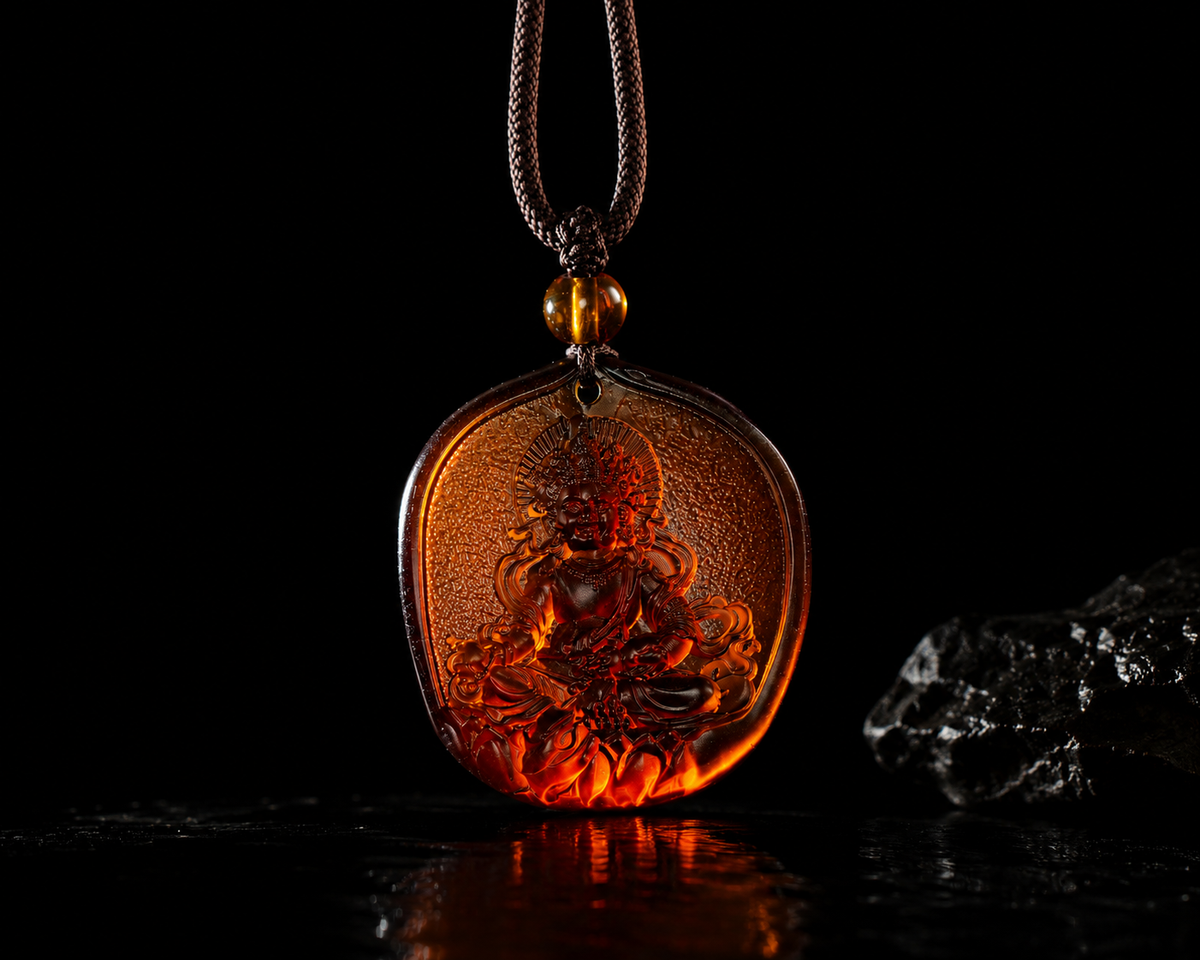 Yellow Jambhala Liuli Pendant-Wealth Generosity & Prosperity